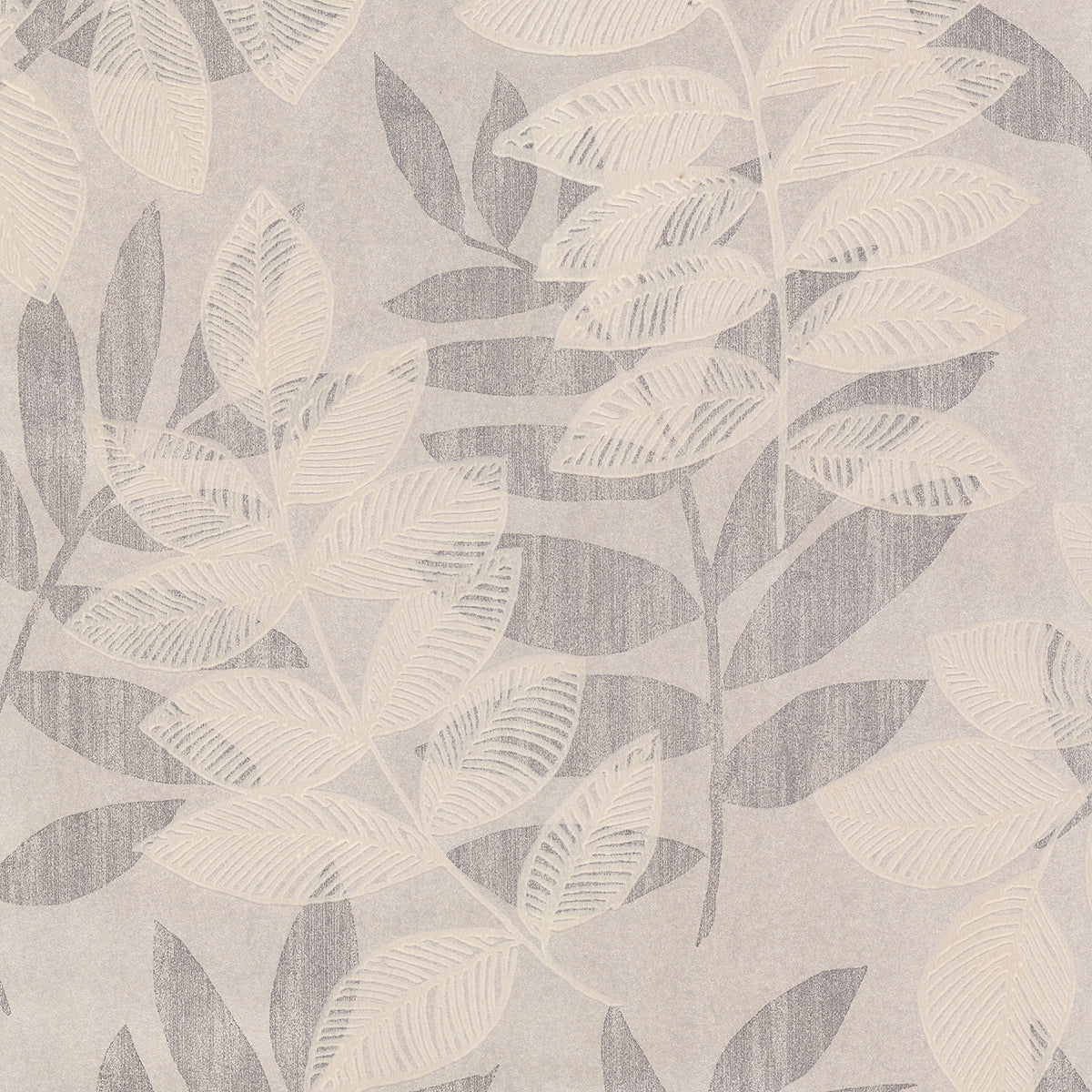 2793-87322 Chimera Platinum Flocked Leaf Wallpaper