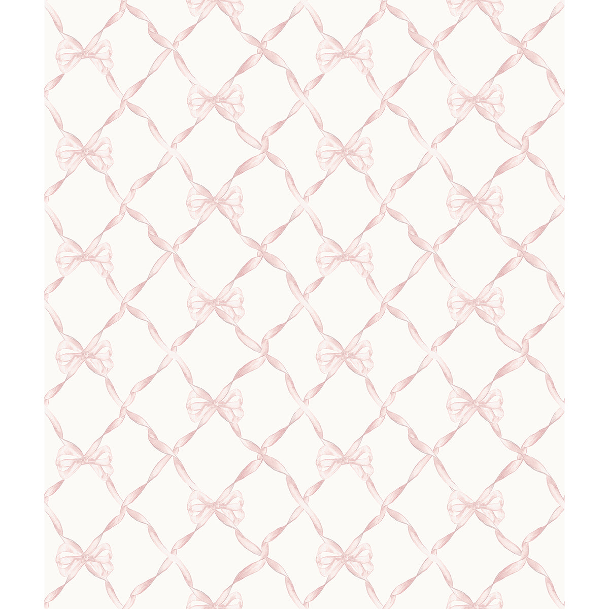 Baby Bow Light Pink Ribbon Trellis Wallpaper