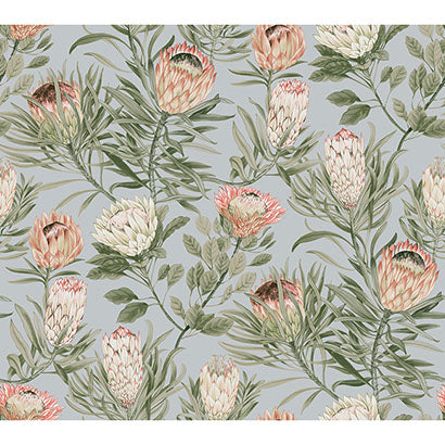 Protea Wallpaper Light Blue