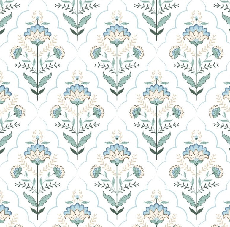 Seamless Damask Floral Pattern Wallpaper