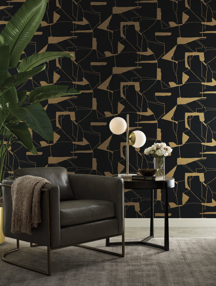 Black & Gold Abstract Geo Wallpaper Abstract Geo