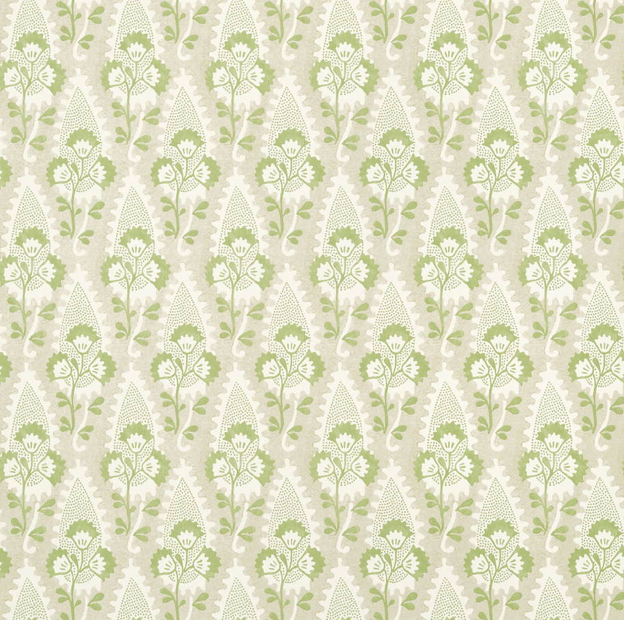 CORNWALL Green and Beige Wallpaper.