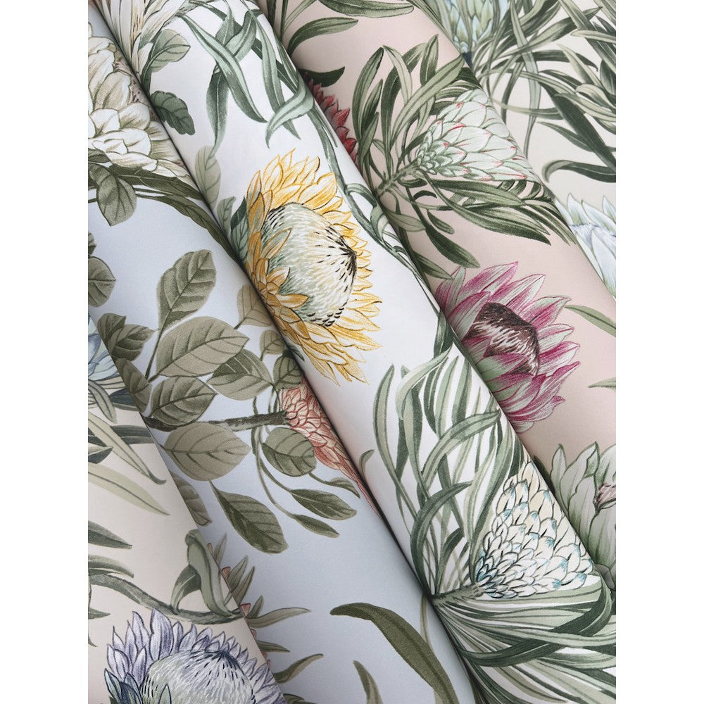 Protea Wallpaper Light Blue