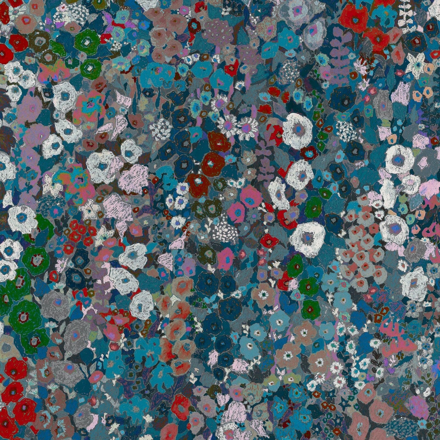 Hollyhocks Floral Wallpaper
