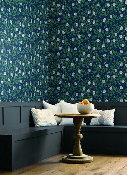 RI5149 Navy Peonies Wallpaper