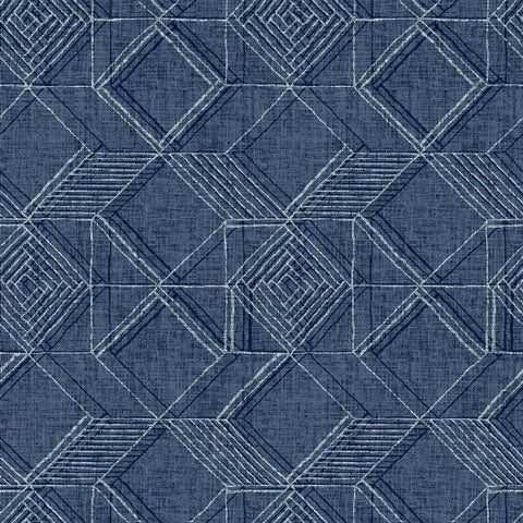 2969-26017 Moki Blue Lattice Geometric Wallpaper by Brewster