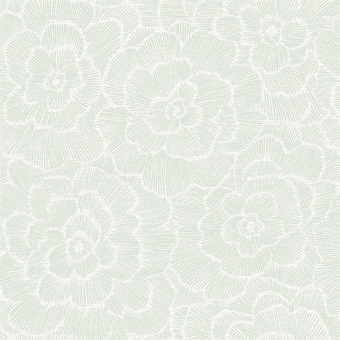 2969-26040 Periwinkle Green Textured Floral Wallpaper by Brewster