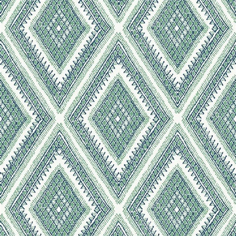 2969-26016 Zaya Green Tribal Diamonds Wallpaper by Brewster