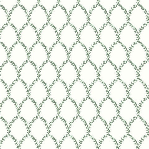 RI5178 Green/White Laurel Wallpaper