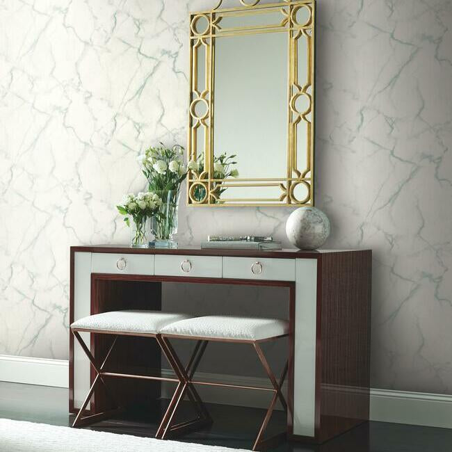 MM1756 Turquoise/Gold Gilded Marble Wallpaper