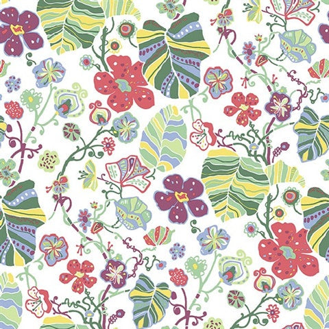 2903-25808 Gwyneth Multicolor Floral Wallpaper Blue Bell By A Street Prints