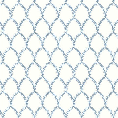 Laurel Wallpaper RI5180 Blue/White Laurel Wallpaper