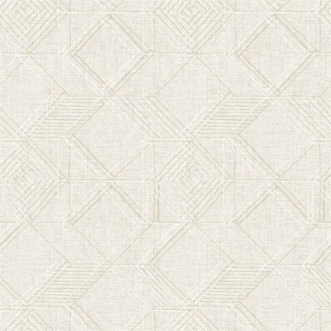 2969-26019 Moki Off-White Lattice Geometric Wallpaper by Brewster