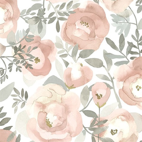 2903-25838 Orla Rose Floral Wallpaper Blue Bell By A Street Prints