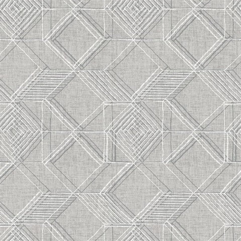 2969-26018 Moki Grey Lattice Geometric Wallpaper by Brewster