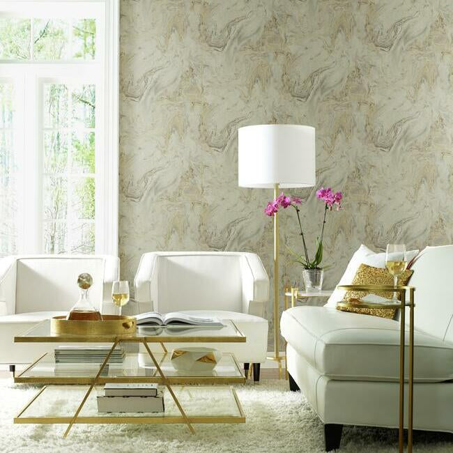 Y6231202 Mink/Gold Oil & Marble Wallpaper