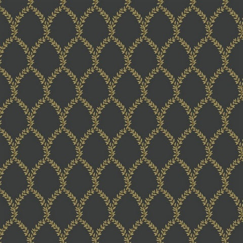 RI5177 Gold/Black Laurel Wallpaper