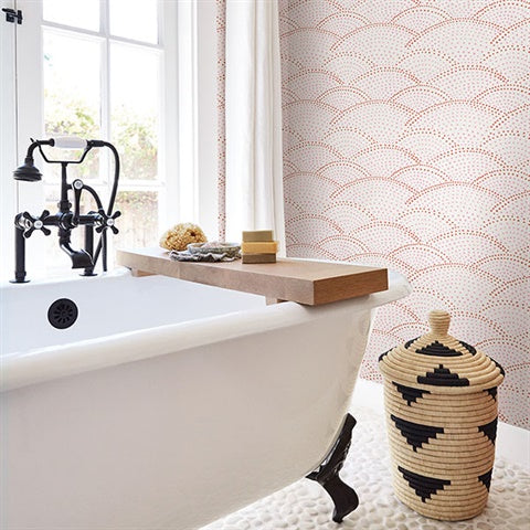 2903-25801 Bennett Pink Dotted Scallop Wallpaper Blue Bell By A Street Prints