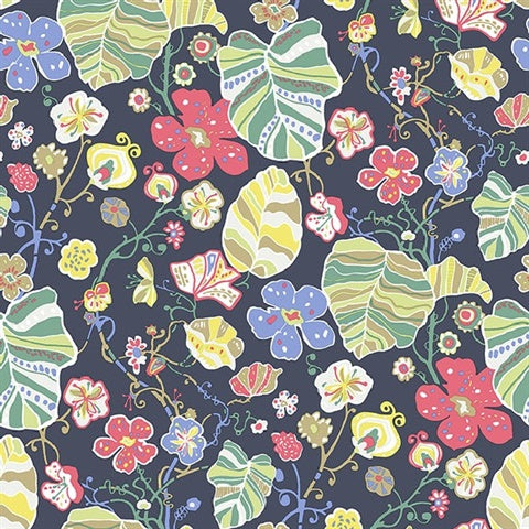 2903-25809 Gwyneth Navy Floral Wallpaper Blue Bell By A Street Prints