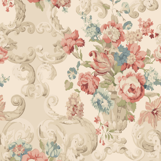 Floral Rococo - Red/Green