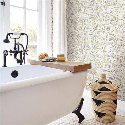 2903-25869 Bennett Grey Dotted Scallop Wallpaper Blue Bell By A Street Prints