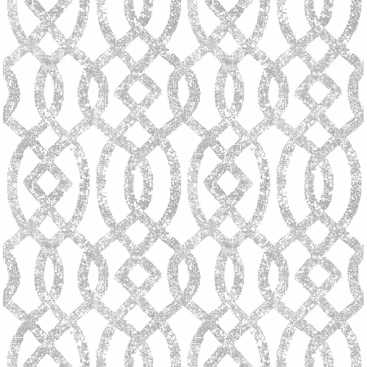 Ethereal Silver Trellis Wallpaper