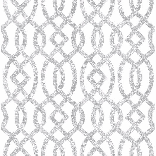 Ethereal Silver Trellis Wallpaper