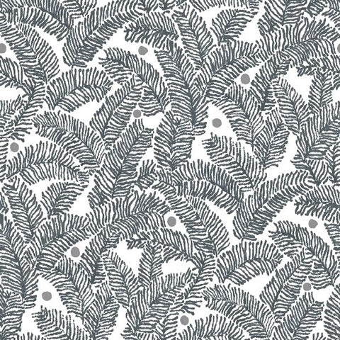2969-26035 Athina Grey Fern Wallpaper by Brewster