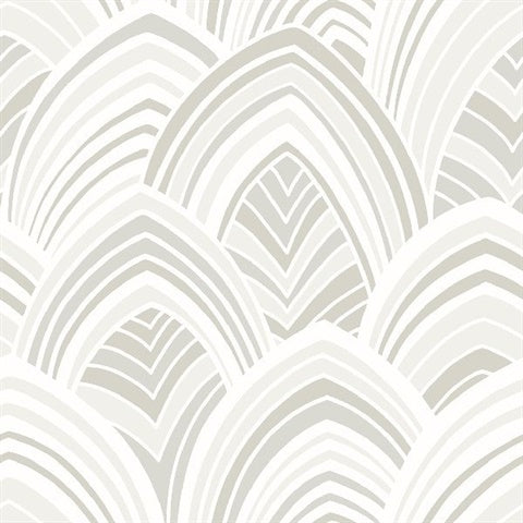 2969-87352 CABARITA White Art Deco Leaves Wallpaper by Brewster