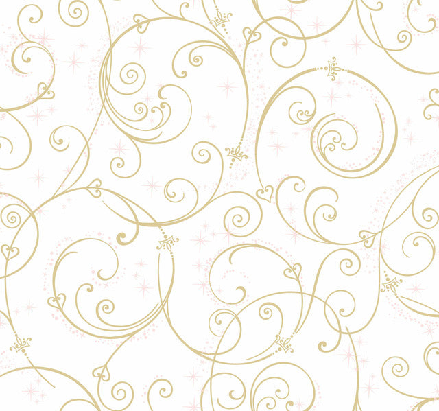 Gold/Glitter Disney Princess Perfect Scroll Wallpaper