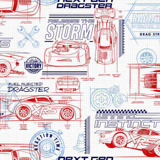Red Disney and Pixar Cars Schematic Wallpaper