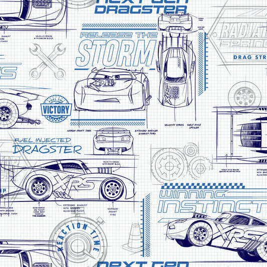 Blue Disney and Pixar Cars Schematic Wallpaper