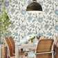 Blue/White/OffWhite Dahlia Blooms Dove/Cornflower Wallpaper