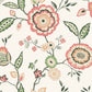White/OffWhite/Pink Dahlia Blooms Cotton/Coral Wallpaper