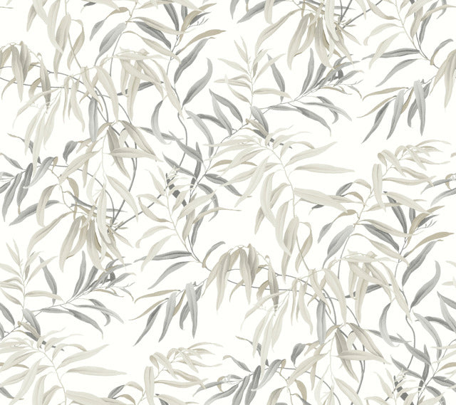 Beige/Grey Willow Grove Sand Wallpaper