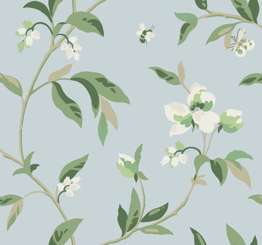 Blue/Green Springtime Sky/Eucalyptus Wallpaper