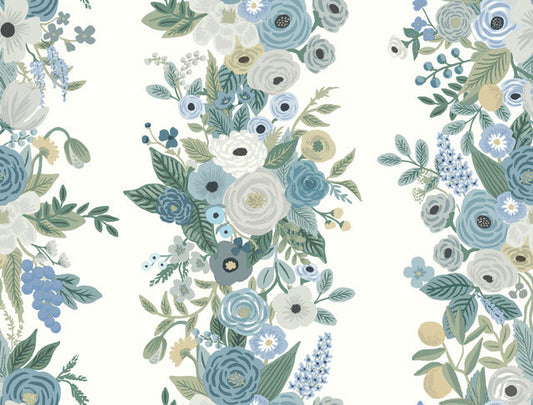 White/Blue Garden Party Trellis Wallpaper