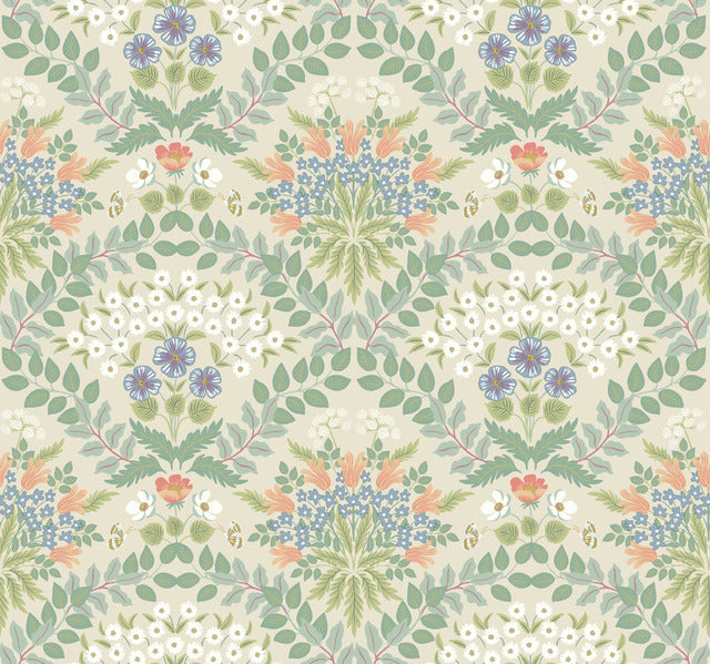 Beige/Green Bramble Wallpaper