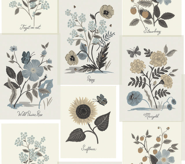 Beige/Black Botanical Prints Wallpaper