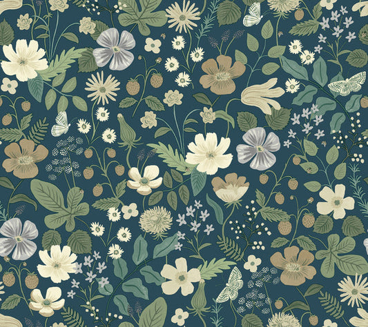 Blue/Green Strawberry Fields Wallpaper
