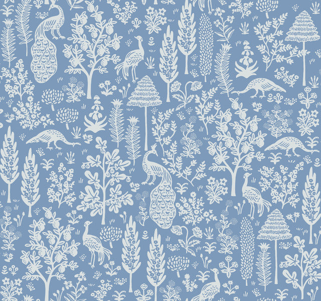 LightBlue Menagerie Toile Wallpaper