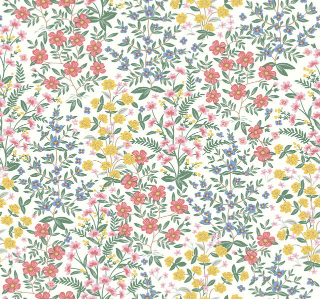 White/Pink Wildwood Garden Wallpaper