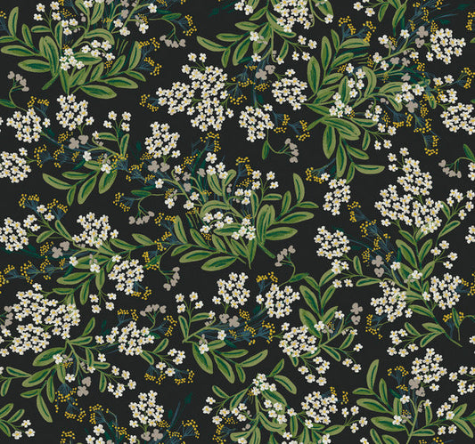 Black/Green Cornflower Wallpaper