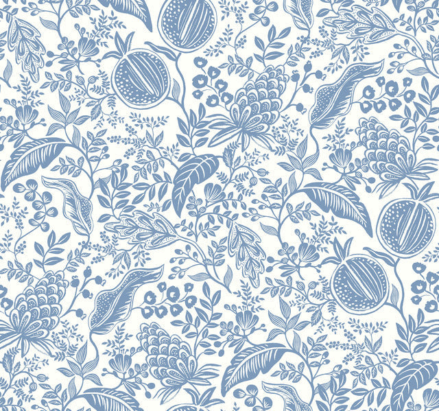 White/Blue Pomegranate Wallpaper