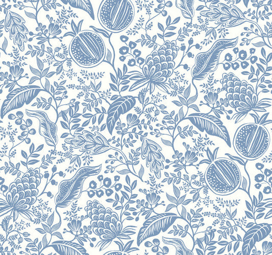 White/Blue Pomegranate Wallpaper