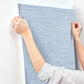 Horizontal Blue Faux Grasscloth Wallpaper