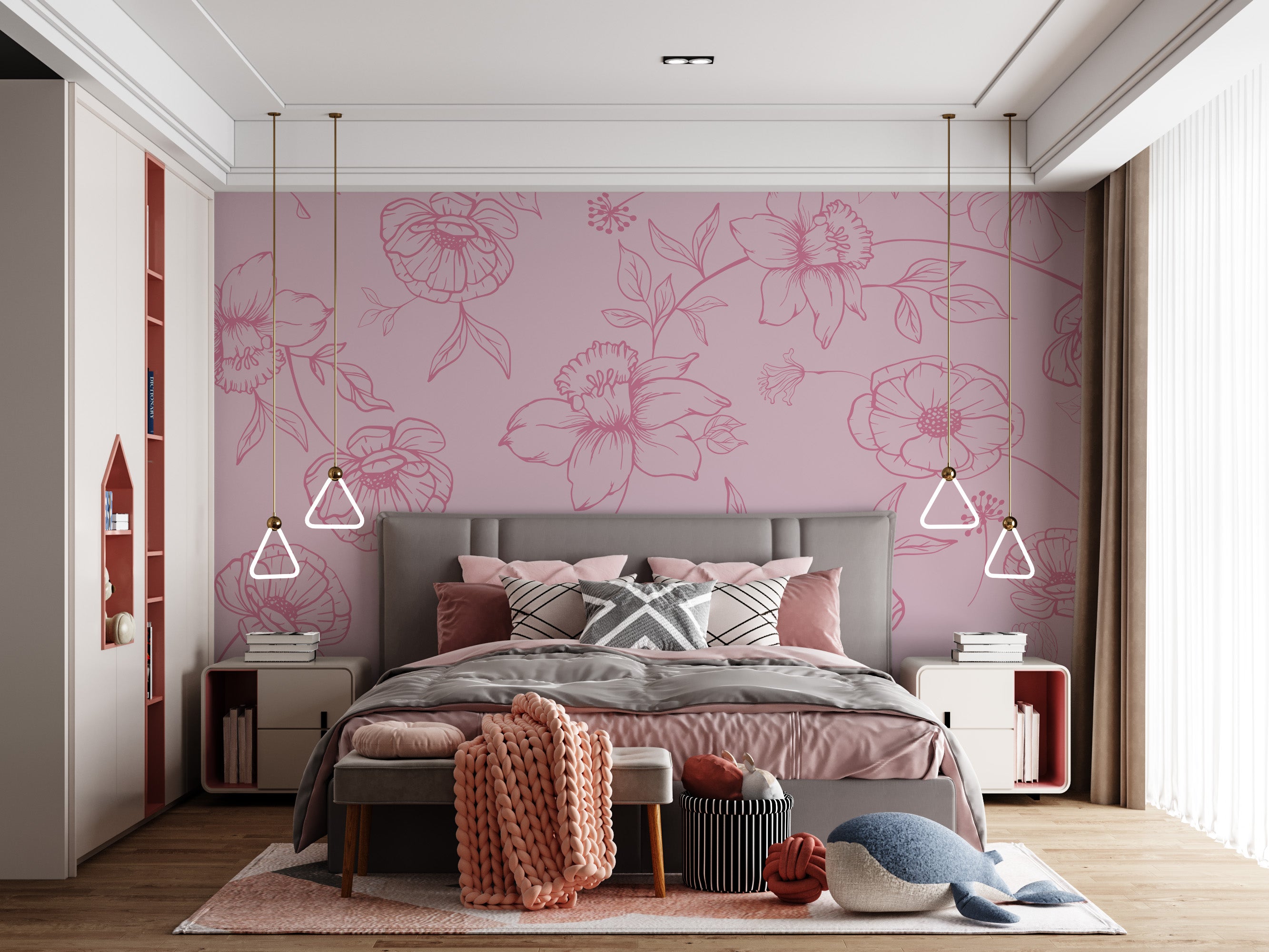 Baby pink best sale feature wall