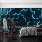 Blue 3D Hexagons Mural